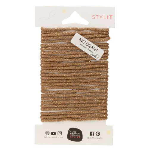 tételeket Barna gyapjúzsinór arany cérnával, 5m x 5mm dróttal, díszítéshez és kézműveskedéshez