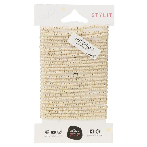 tételeket Fehér gyapjúzsinór arany szállal, 5m x 5mm dróttal, díszítéshez és kézműveskedéshez