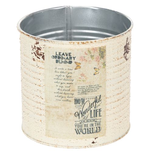 Floristik24 Fém virágtartó krémszínű Shabby Chic Ø11cm M10.5cm