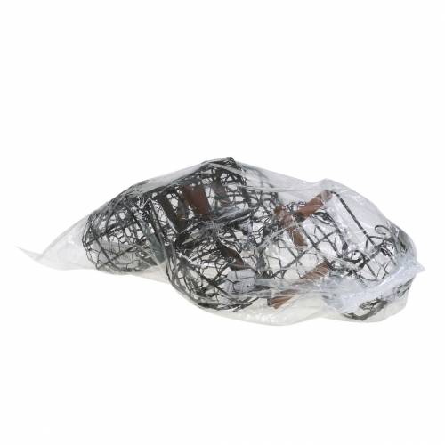 tételeket Mini drótkosár variáció fa nyéllel, rozsdabarna, H10,5-11,5cm, 9 db