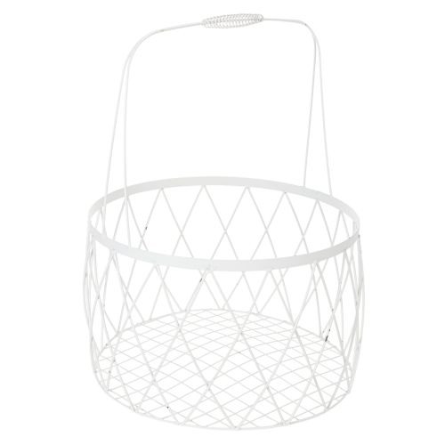 tételeket Drótkosár fogantyúval, fehér fém, Ø25/30/35cm, 3 db-os szett