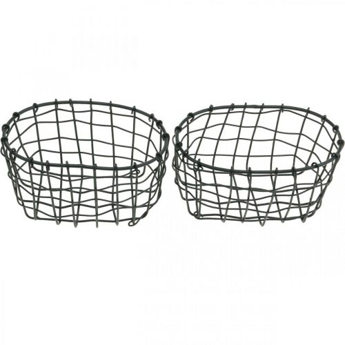 Floristik24 Dekoratív kosár, mini kosár, drótkosár ovális L12,5cm H6,5cm 2db