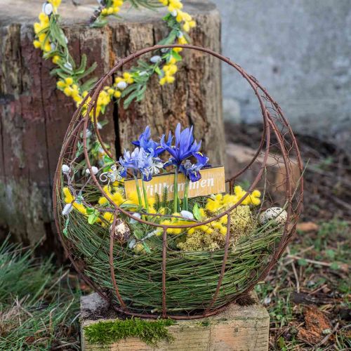 tételeket Drótkosár fém ültetőgép tavaszi dekoráció húsvéti kosár barna patina H34cm L30cm