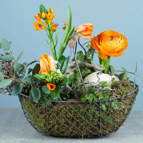 Floristik24 Drótkosár fogantyúval barna fém 20/25 / 30cm 3 db-os készlet