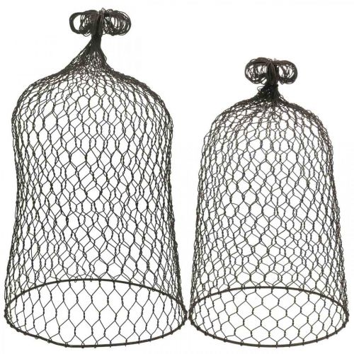 Floristik24 Díszharang fémből, mászást segítő, drót kapucni barna, patina H50/41cm Ø30/25cm, 2 db