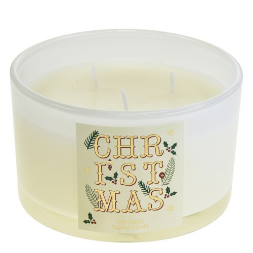 Floristik24 Három kanócú gyertya Karácsonyi illatos gyertya vaníliás üvegben Ø13cm