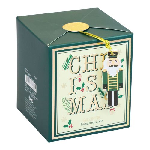 Floristik24 Illatos gyertya Karácsonyi illatgyertya üvegzöld balzsamfenyőben Ø8cm