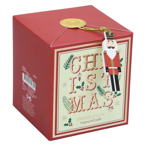 Floristik24 Illatos gyertya Karácsonyi illatosított gyertya üveg vörös fahéjas szegfűszegben Ø8cm