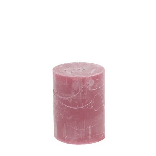 Floristik24 Egyszínű gyertyák antik rózsaszín 60x80mm 4db