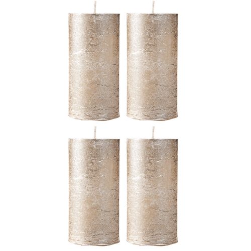 Floristik24 Egyszínű gyertyák platina 50x100mm 4 db