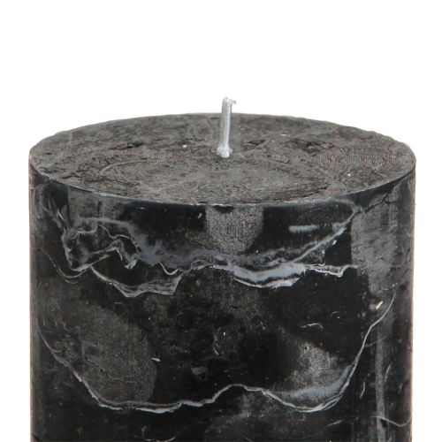 tételeket Tömör fekete oszlopgyertyák 70×80 mm, 4 darabos készlet - Elegáns díszgyertyák adventi koszorúkra és Halloweenre