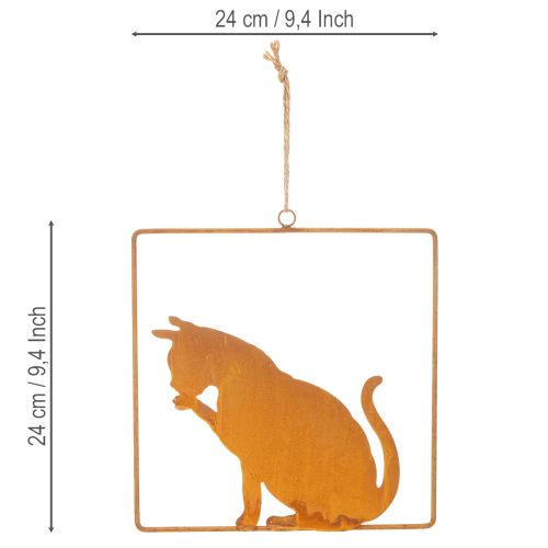 Dekoratív rozsdás fém macskadísz, rozsda díszítés akasztásra, 24,5 cm | Floristik24.hu