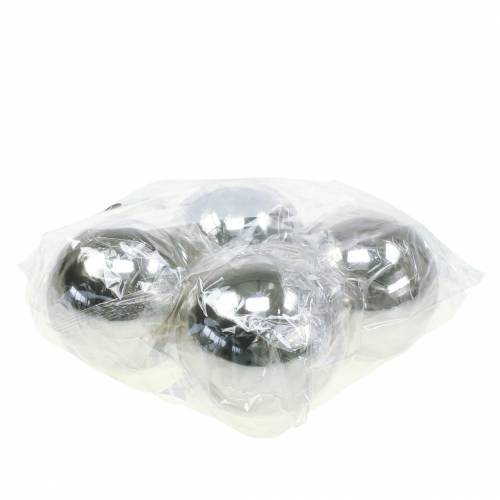 Floristik24 Dekoratív golyó rozsdamentes acél ezüst Ø10cm 4 db