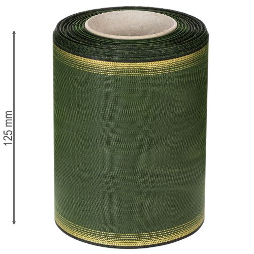 tételeket Elegáns sötétzöld moaré koszorú szalag, 125 mm arany gyöngy szegéllyel, gyászszalag, esküvői dekoráció, masni szalag