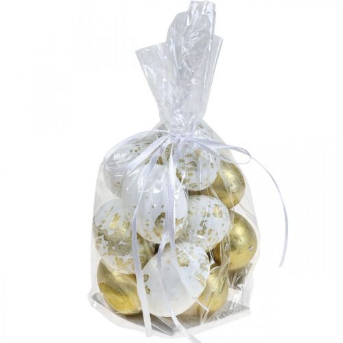Floristik24 Hungarocell tojás hungarocell húsvéti tojás fehérarany díszítéssel 5cm 12db