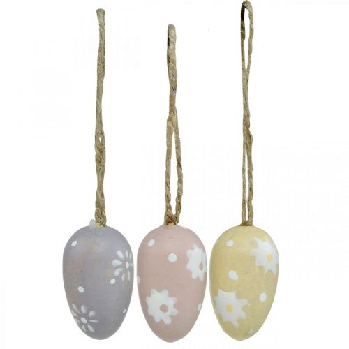 tételeket Mini húsvéti tojások, virágos fa tojások, húsvéti dekoráció lila, rózsaszín, sárga H3,5cm 6db