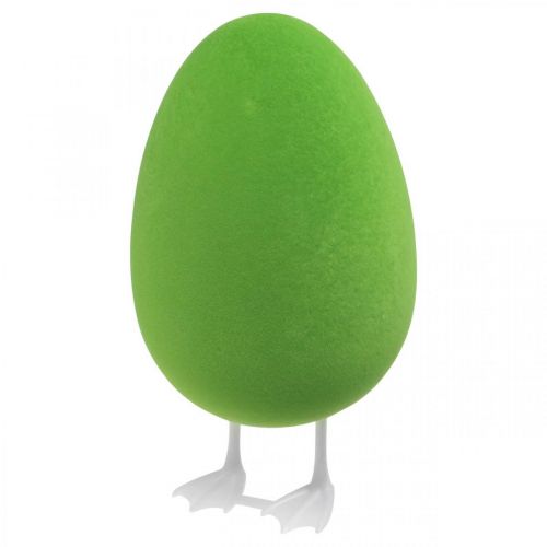 Floristik24 Húsvéti tojás lábbal dekoratív tojás zöld bolyhos Kirakat dekoráció H25cm