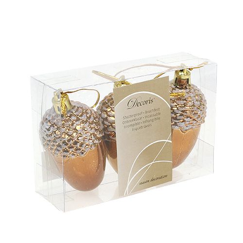 Floristik24 Akasztható makk barna 7,5cm 3db