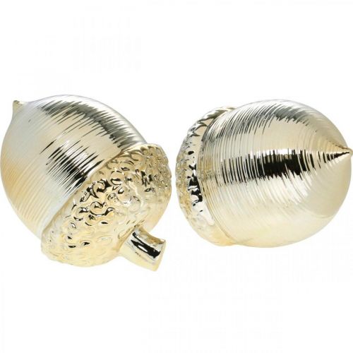 Dekoratív makk kerámia arany asztaldísz karácsonyi 13,5cm 2db