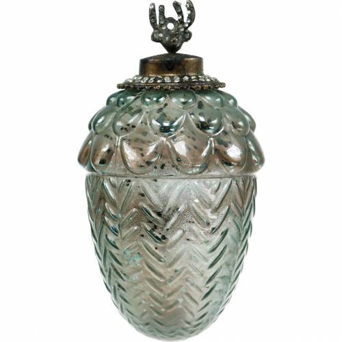 Floristik24 Dekoratív makk üveg zöld 20cm 2db karácsonyfadísz