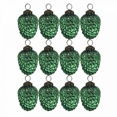 Floristik24 Makküveg zöld őszi dekorációs kúpok Karácsonyfadíszek 5,5 × 8cm 12db