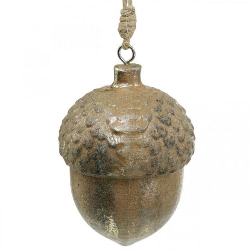 Floristik24 Dekoratív medál makk, őszi gyümölcsök, karácsonyfadíszek arany dekorral H8cm Ø6cm 4db