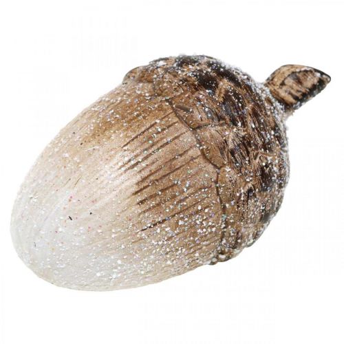 Floristik24 Dekoráció makk havas kerámia dekoráció őszi 14×7,5×7,5cm 3db