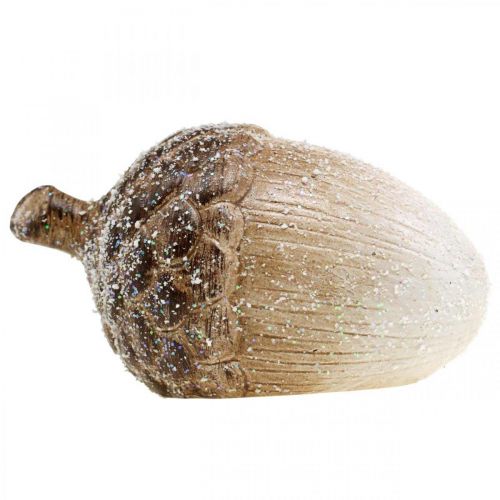 Floristik24 Dekoráció makk havas kerámia dekoráció őszi 14×7,5×7,5cm 3db