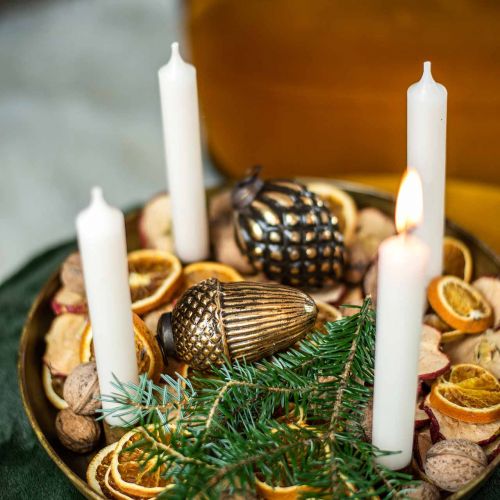 Floristik24 Akasztható makk és toboz barna, arany színű üveg 8,5cm 3db készletben