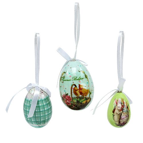 Floristik24 Tojás akasztható zöld válogatott. 5-8cm 8db