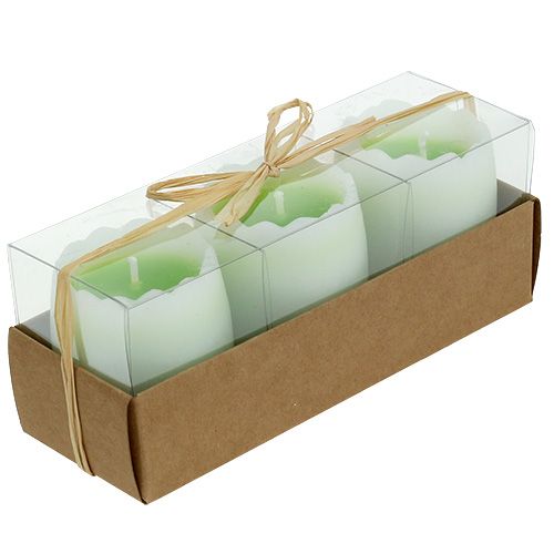 Floristik24 Tojás gyertya zöld 5,5cm 3db