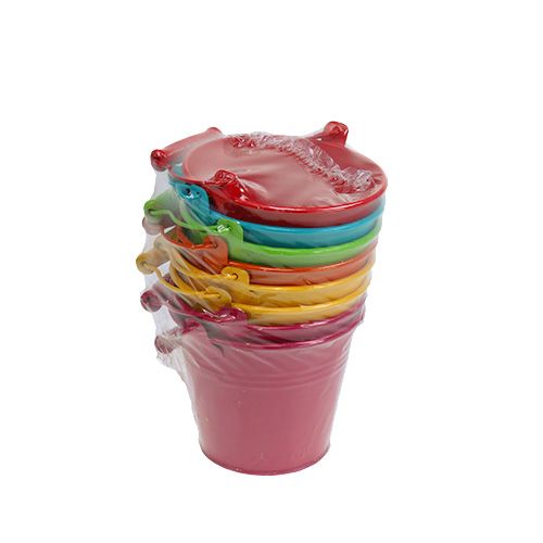 Floristik24 Vödör Ø12cm H10cm 8db különböző színben