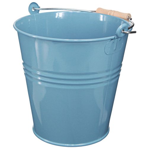 tételeket Vödör fém kék virágcserép fa nyéllel 26x22.5x23cm