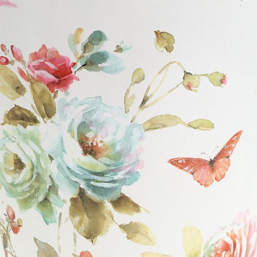 Floristik24 Fehér vödör virágmintával Ø20,5cm H22,5cm