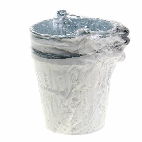 Floristik24 Cink vödör fonott mintával szürke Ø13cm H11,5cm 4db