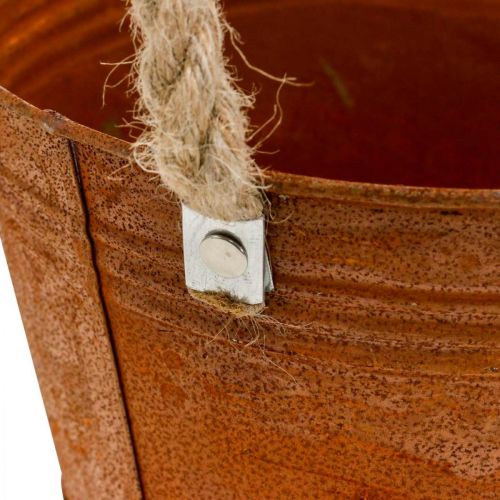 tételeket Fém edény fogantyúval, gyógynövényes cserép, rozsdadísz Ø16,5cm H15cm