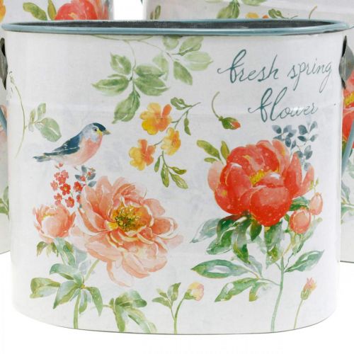 tételeket Növényvödör ovális vintage tavaszi dekoráció fém ültetőgép 26/22 / 17cm 3 db-os készlet