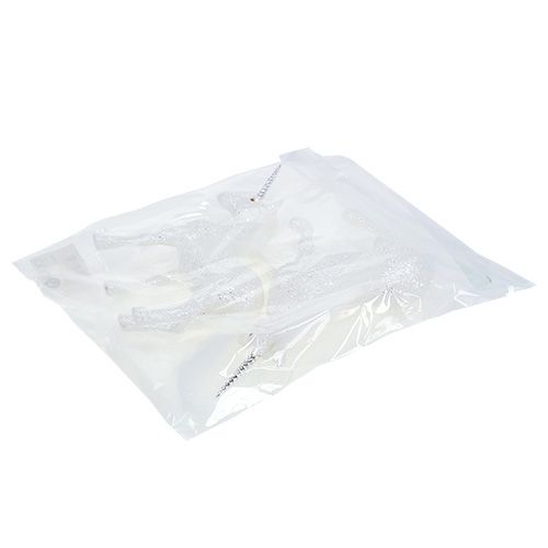 Floristik24 Egyszarvú fehér csillámmal 18cm 2db