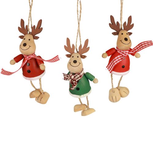 tételeket Elk dekoráció fa dekorációs fogas karácsonyi zöld piros 10,5cm 6db
