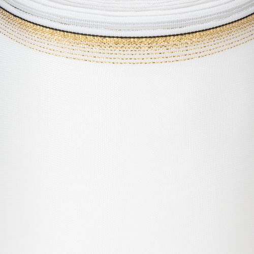 tételeket Elegáns moaré koszorú szalag arany szegéllyel, esküvői dekoráció, gyászszalag, fehér 150mm x 25m