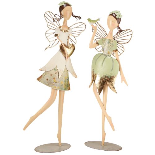 Floristik24 Elf Figurák Fém Dekoráció Szívmadár H55cm/60cm 2db