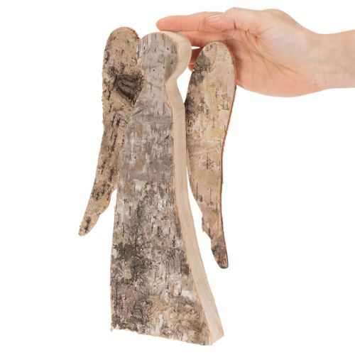 Angyalfigura fából és nyírfakéregből, 30 cm | Floristik24.hu