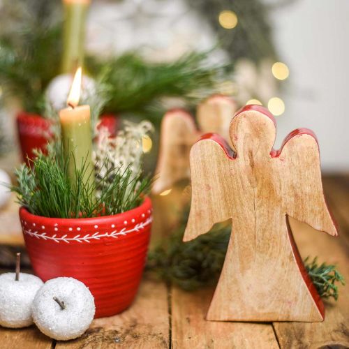 tételeket Angyal díszítő figura fa piros, natúr 15cm