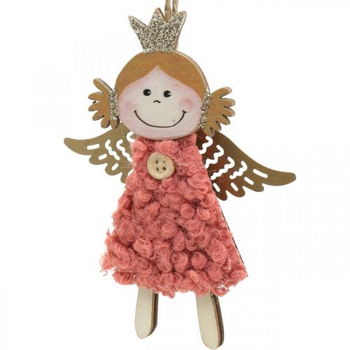Floristik24 Akasztható angyalok, karácsonyi díszek, karácsonyfadíszek rózsaszín / rózsaszín / kék / fehér H12 cm 4 db-os készlet