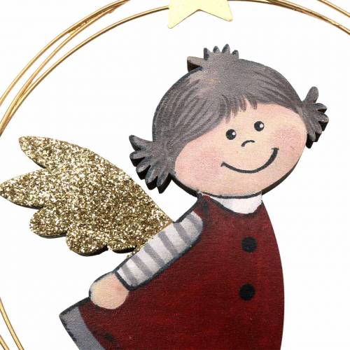 Floristik24 Angyal dekoratív gyűrűben akasztható fa, fém Ø14cm 6db