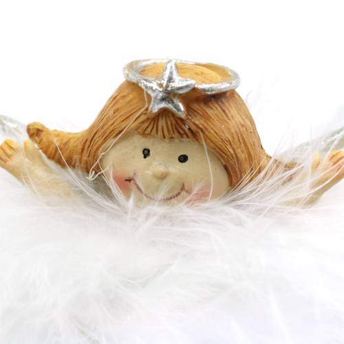 Floristik24 Dekoratív angyal felhőfehér, ezüst Ø6,5 / 6cm H7 / 6cm 2db