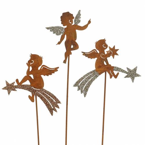 Díszdugók angyal rozsdamentes acél csillogó fém H24-25cm 12db