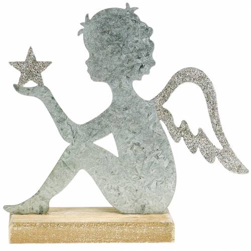 Floristik24 Angyal ezüst csillogás 18cm x 17,5cm