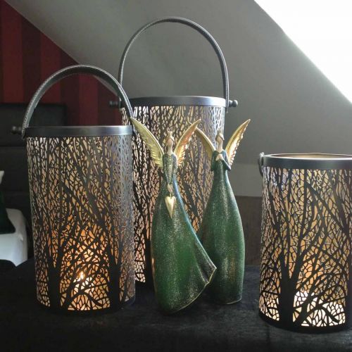 Floristik24 Deco figura angyal zöld karácsonyi angyal arany szívvel H41cm