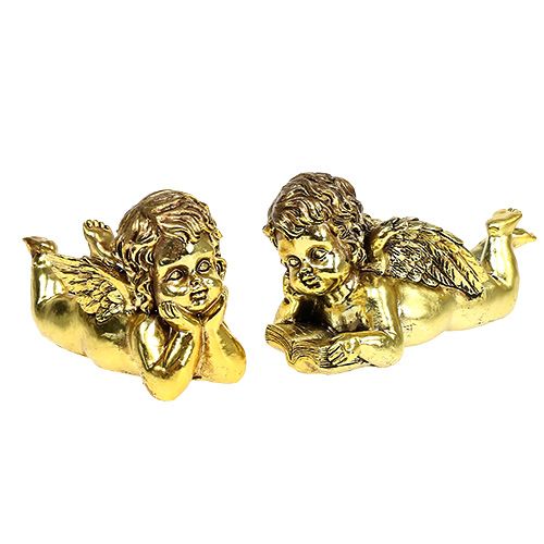 Floristik24 Angyal könyves fekvő arany 11-13cm 4 db